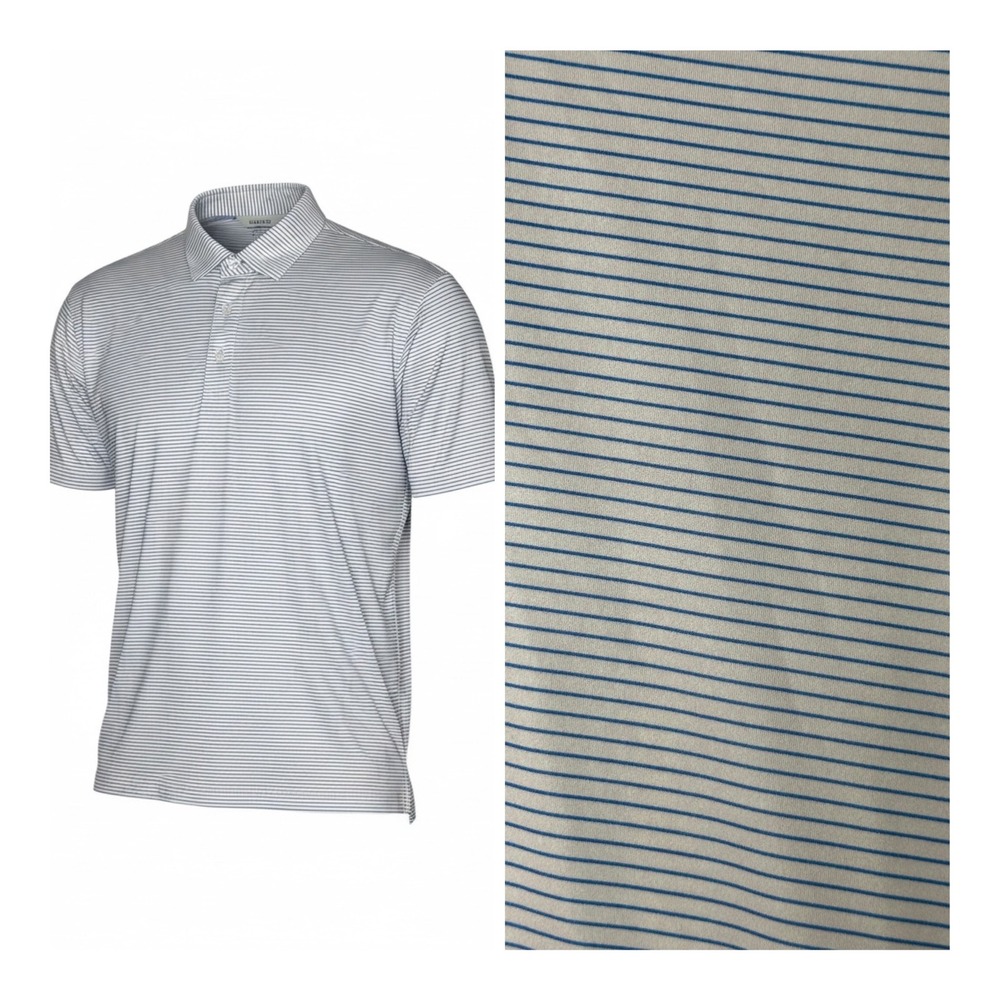 NWT Collars & Co Mens Featherweight Dress Collar Polo Shirt Large Striped Golf